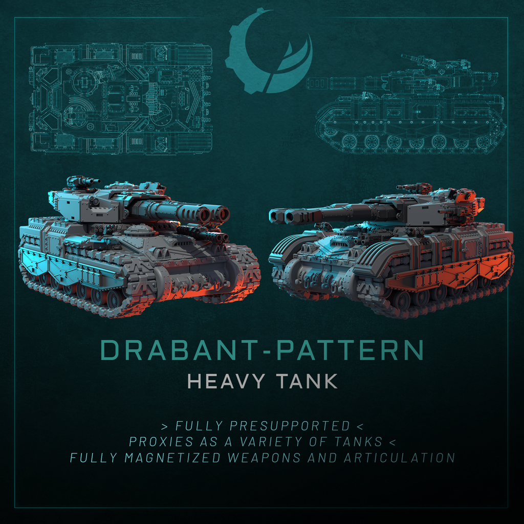 Drabant-Pattern Heavy Tank - Sci fi/Modern - Modular - Magnet Ready