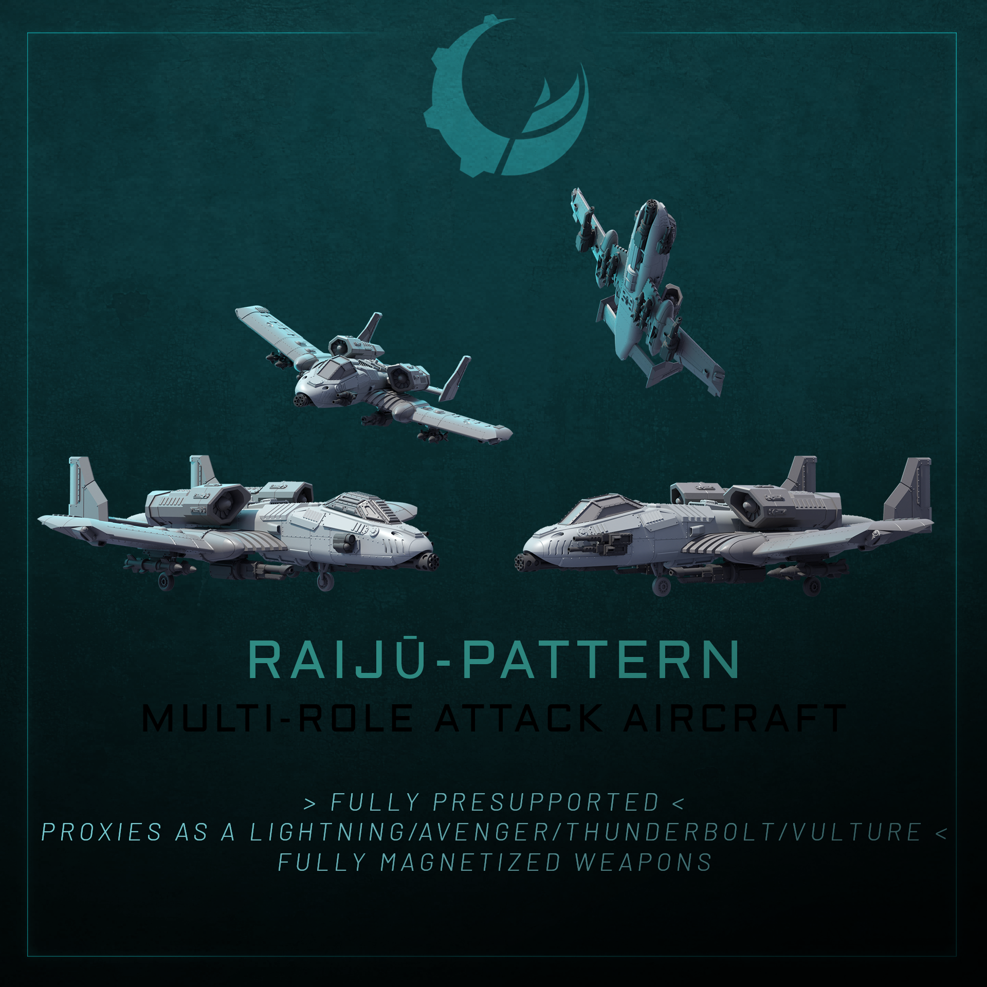 Raiju-Pattern Multi-Role Attack Aircraft - Sci fi/Modern - Modular - Magnet Ready