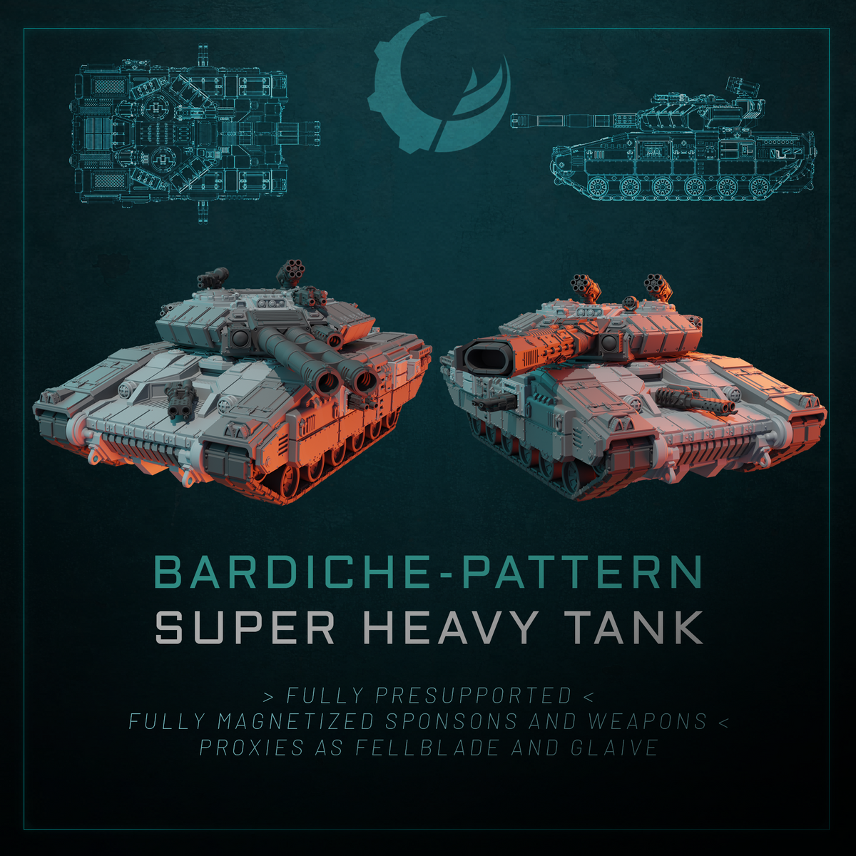 Bardiche-Pattern Super Heavy Tank - Sci fi/Modern - Modular - Magnet Ready