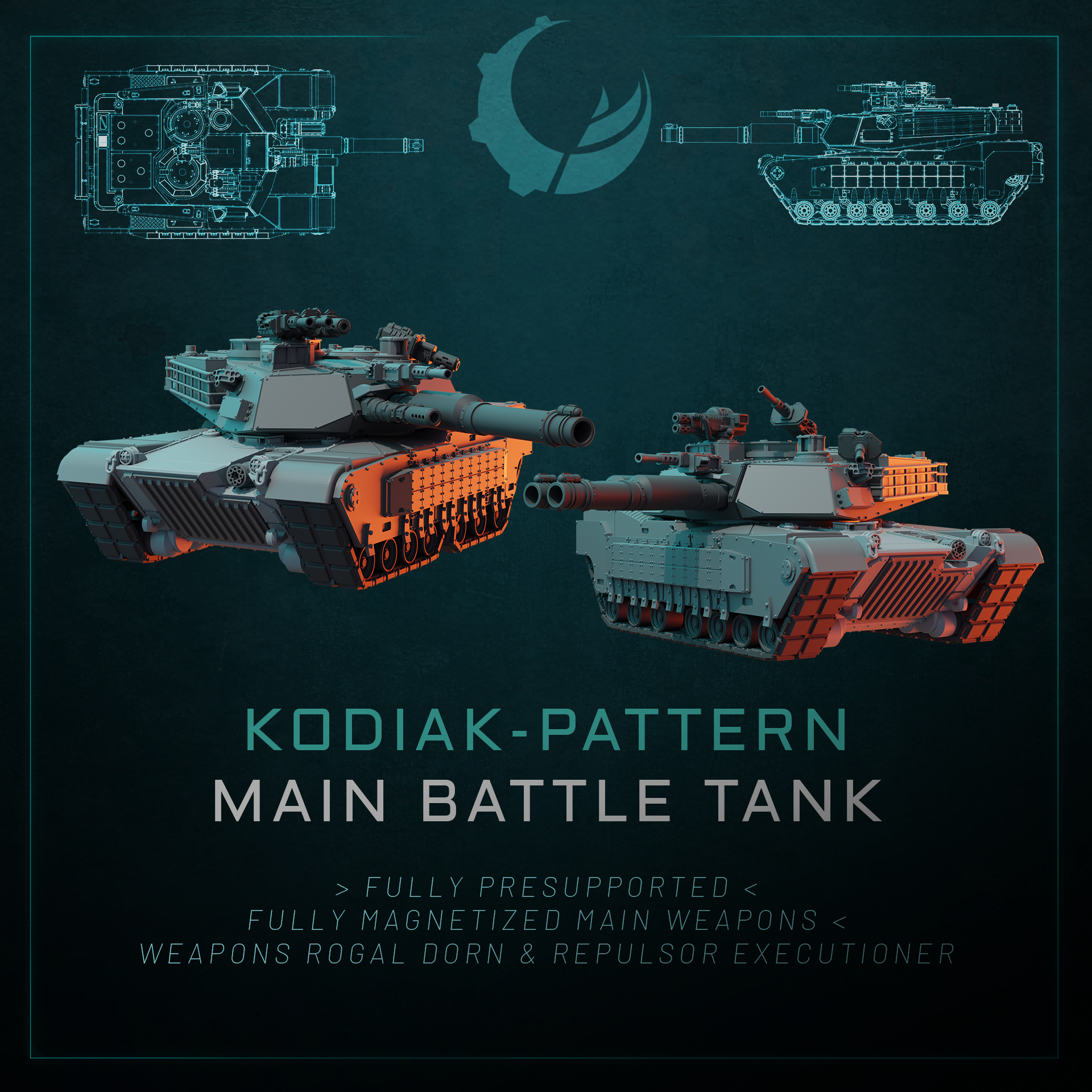 Kodiak-Pattern Main Battle Tank - Sci fi/Modern - Modular - Magnet Ready