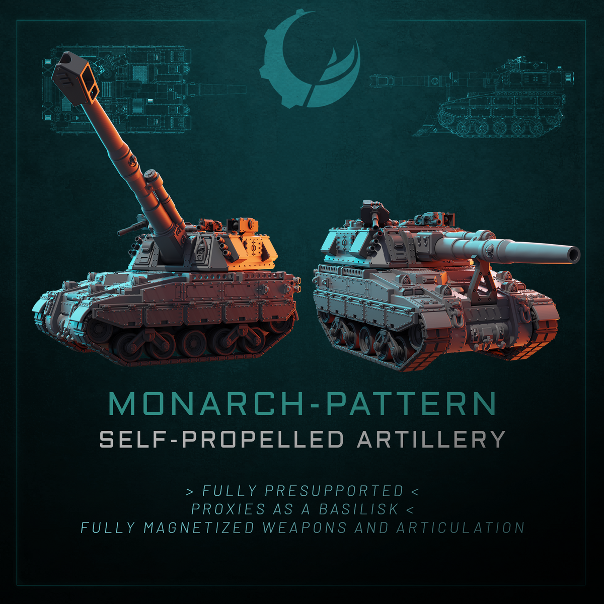 Monarch-Patten Self-Propelled Artillery - Sci fi/Modern - Modular - Magnet Ready
