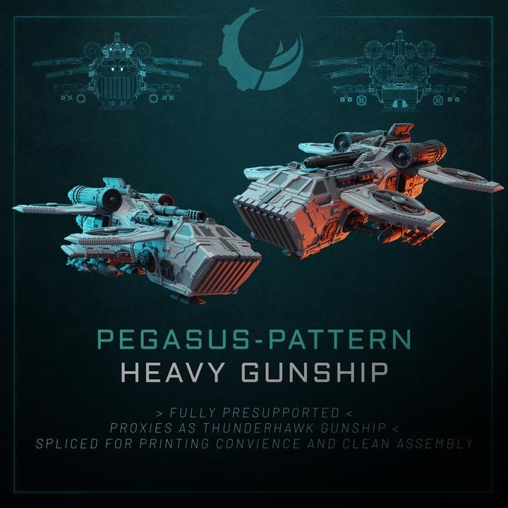 Pegasus-Pattern Heavy Gunship - Sci fi/Modern - Modular - Magnet Ready